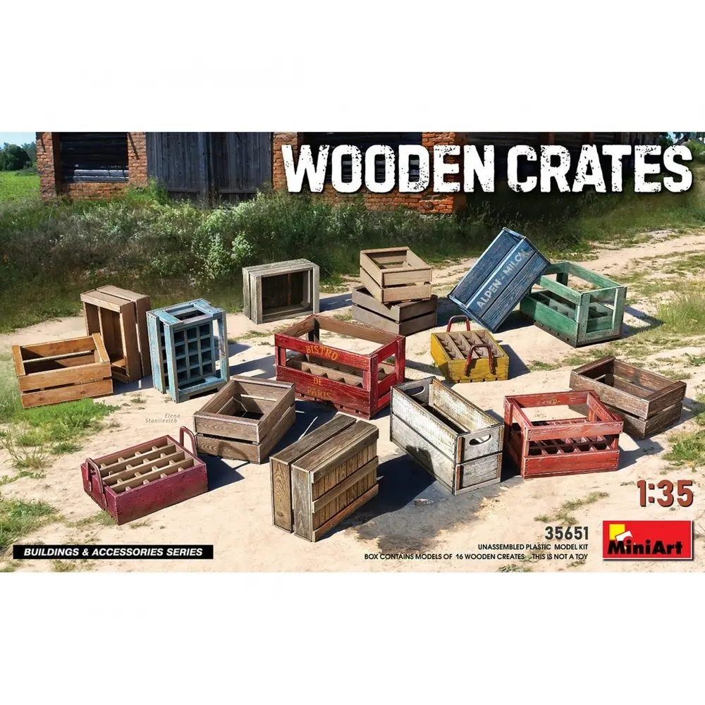 Lot de 16 Caisses en Bois - Miniart 35651 - 1/35
