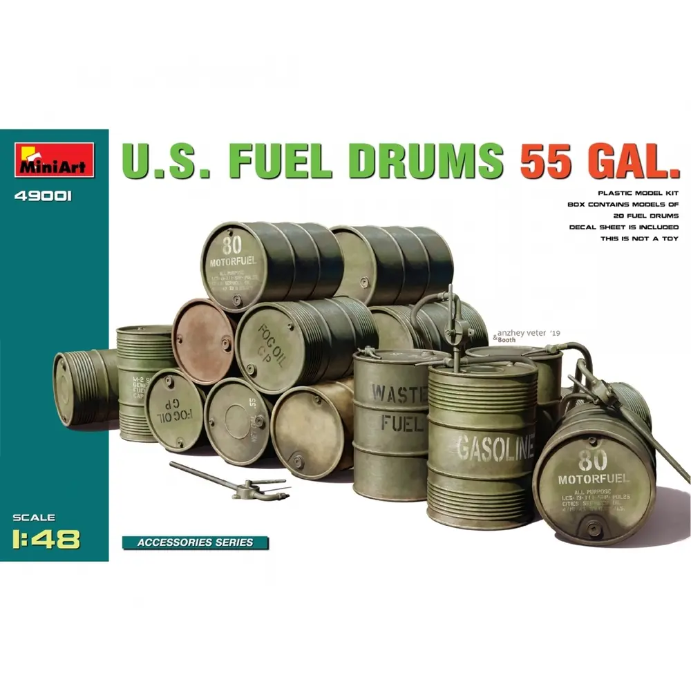 Fûts d'huile Américains 55 GAL. - Miniart 49001 - 1/48