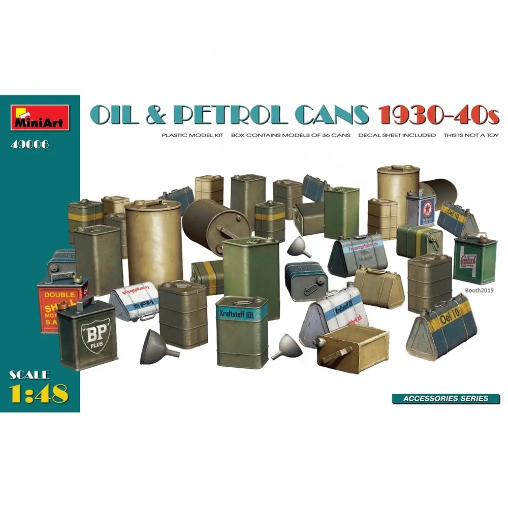 Lot de 36 Bidons d'essence et huiles 1930/1940 - MiniArt 49006 - 1/48