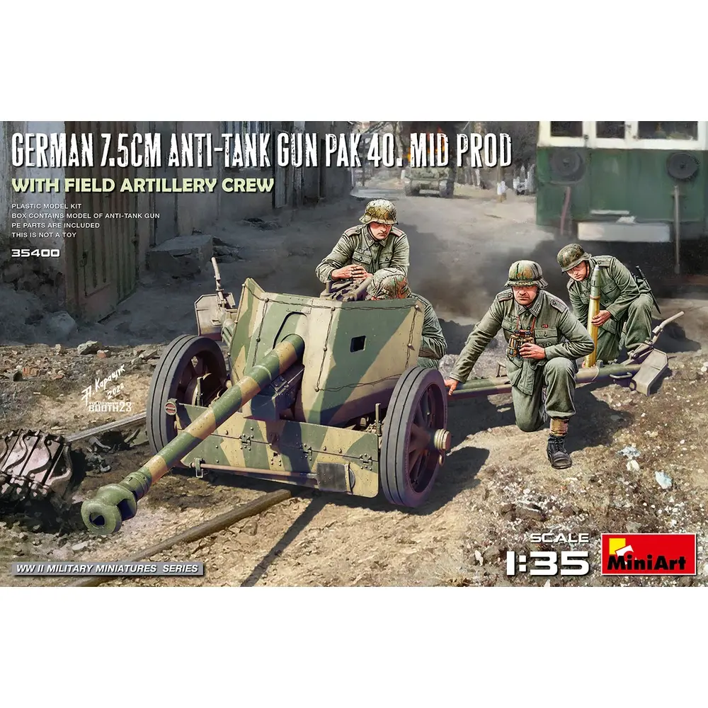 Canon anti-char allemand pak 40. mid prod. avec équipage d'artillerie de campagne - MiniArt 550035400 - 1/35