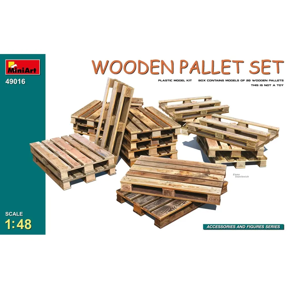 Cargaison de 20 palettes en bois - Miniart 550049016 - 1/48 - À assembler