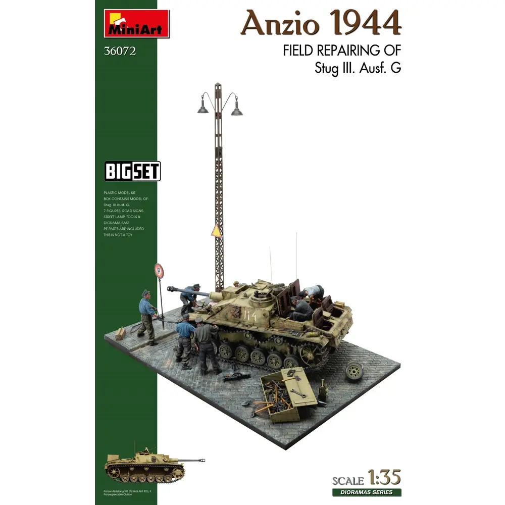 Réparation d’un StuG III endommagé avec 7 figurines - MINIART 550036072 - 1/35