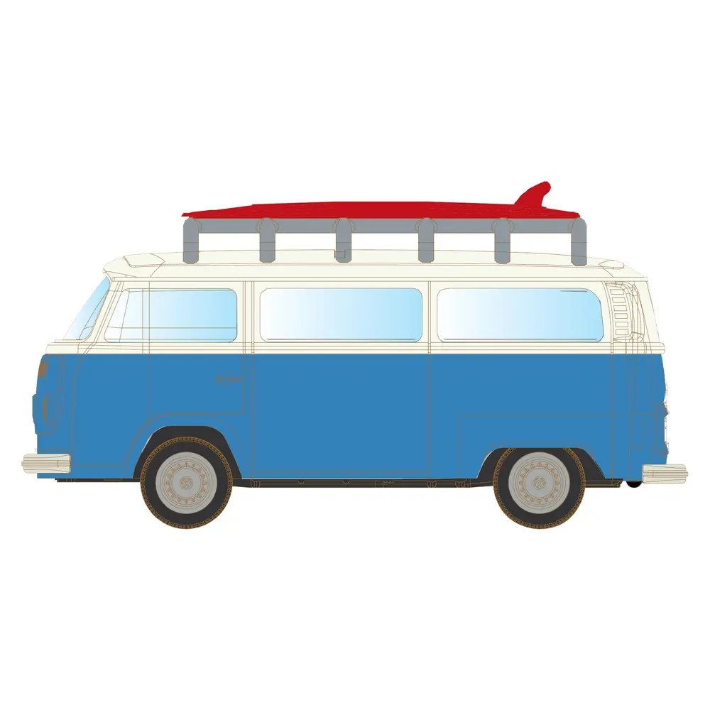 Bus VW T2 + Planche de Surf - Bleu - Lemke LC3969 - N 1/160