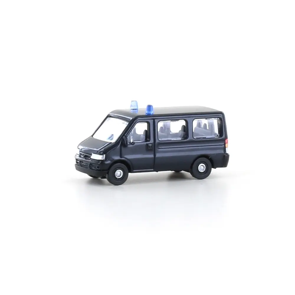 Bus Fiat Ducato II, bleu foncé avec gyrophares bleus - Minis LC61311 - N 1/160