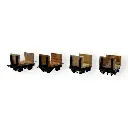 Lot de 4 wagons de bois sans frein - Minitrains 3004 - HOe 1/87 - Ep III - 2R