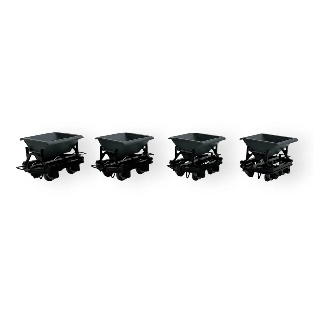 4 wagons bennes sans frein - Minitrains 3001 - HOe 1/87 - Ep II - 2R