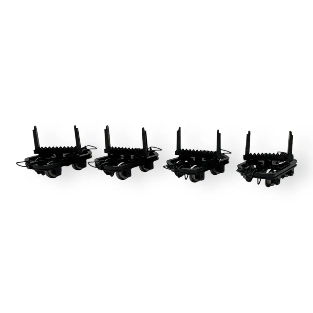 Lot de 4 charriots à bois sans frein - Minitrains 3002 - HOe 1/87 - DR - Ep III