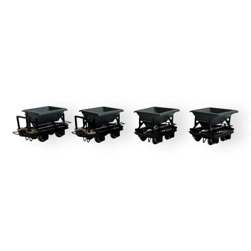 4 wagons bennes - 2 avec et 2 sans frein - Minitrains 3111 - HOe 1/87 - Ep III - 2R