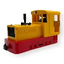 Locomotive diesel Plymouth châssis rouge, superstructure jaune - Minitrains 2055 - HOe 1/87