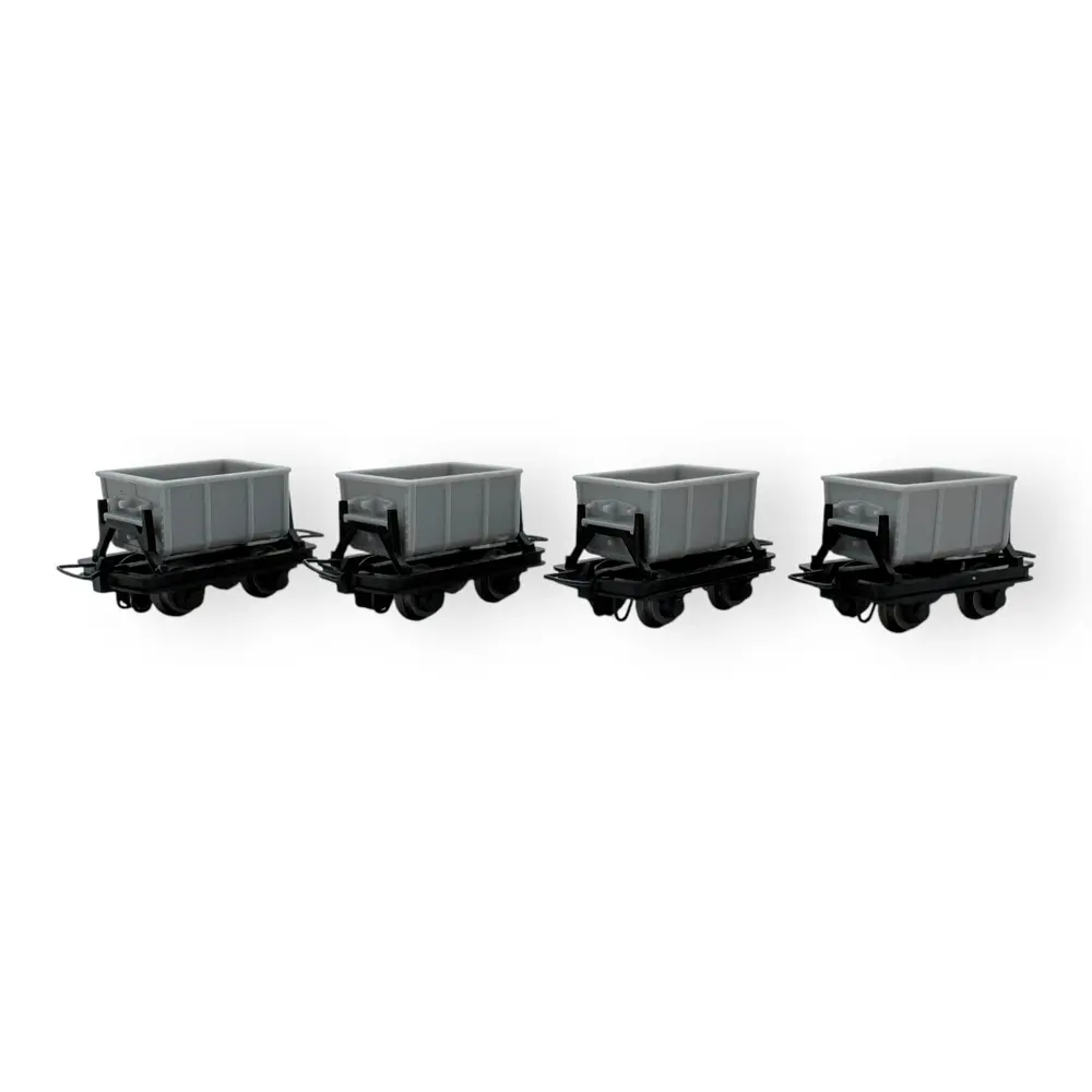 4 wagonnets à benne basculante pour ciment - Minitrains 5102 - HOe 1/87