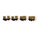 4 wagonnets à pâte à bois - Minitrains 5105 - HOe 1/87 - 2R