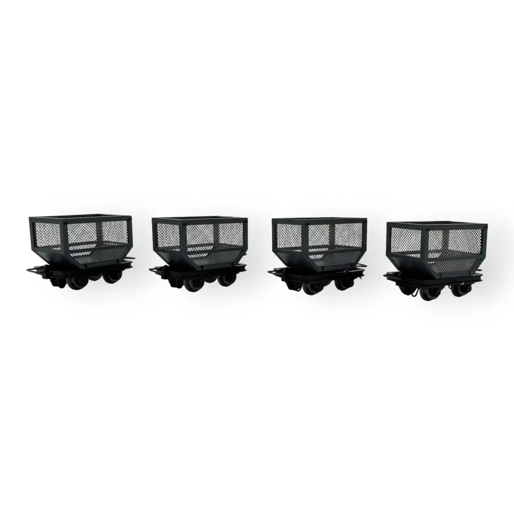 4 wagons à caisse grillagée pour le transport de canne à sucre - Minitrains 5123 - HOe 1/87 - 2R