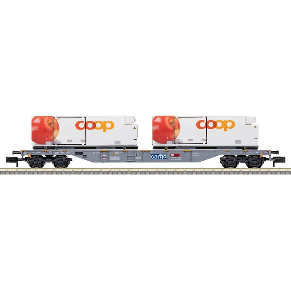 Wagon porte-conteneurs coop® - Minitrix T15495 - SBB/CFF/FFS - N 1/160 - EP. VI - 2R