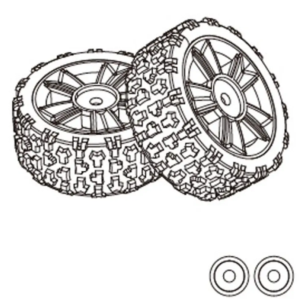 Roues en caoutchouc medium (x2) pour Hyper Go - MJX 1415B1 -  1/16