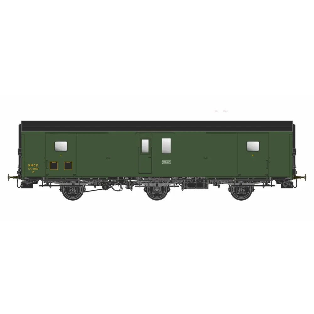 Fourgon Dqd²m PLM 3 essieux métallisé - Models World MW 101 - HO 1/87 - SNCF - Ep IIIb - 2R
