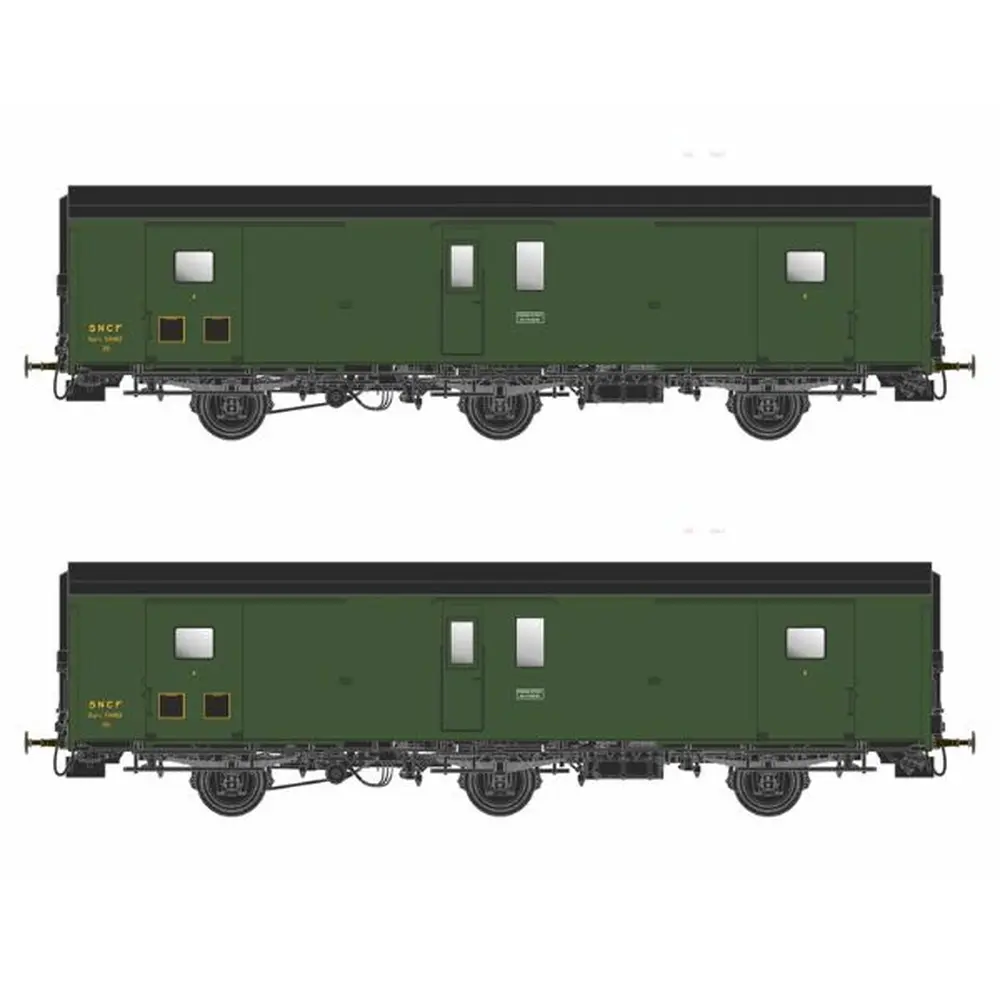 Set de 2 fourgons Dqd²m PLM 3 essieux métallisés - Models World MW 102 - HO 1/87 - SNCF - Ep IIIb - 2R
