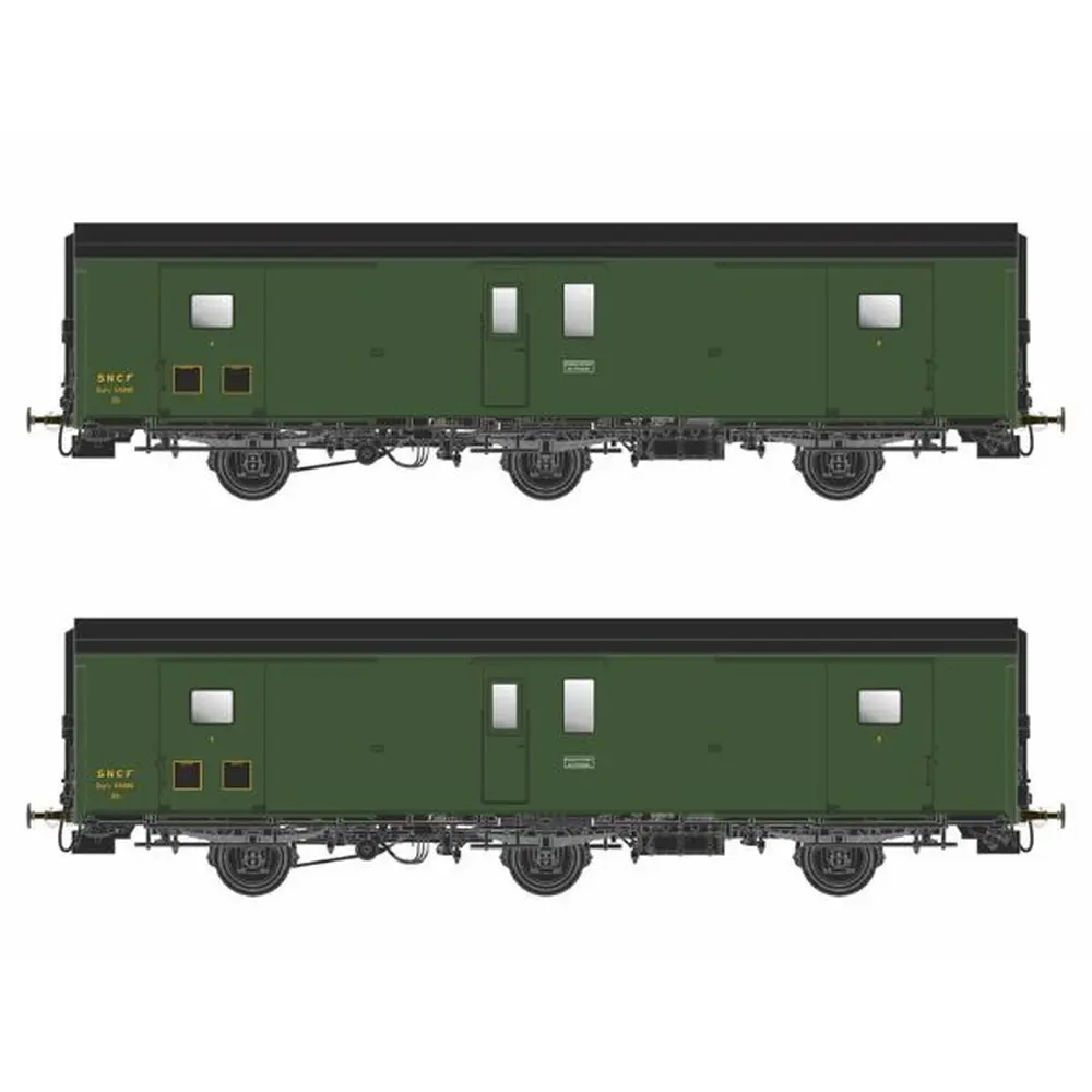 Set de 2 fourgons Dqd²m PLM 3 essieux métallisés - Models World MW104 - HO 1/87 - SNCF - Ep IIIc/d - 2R