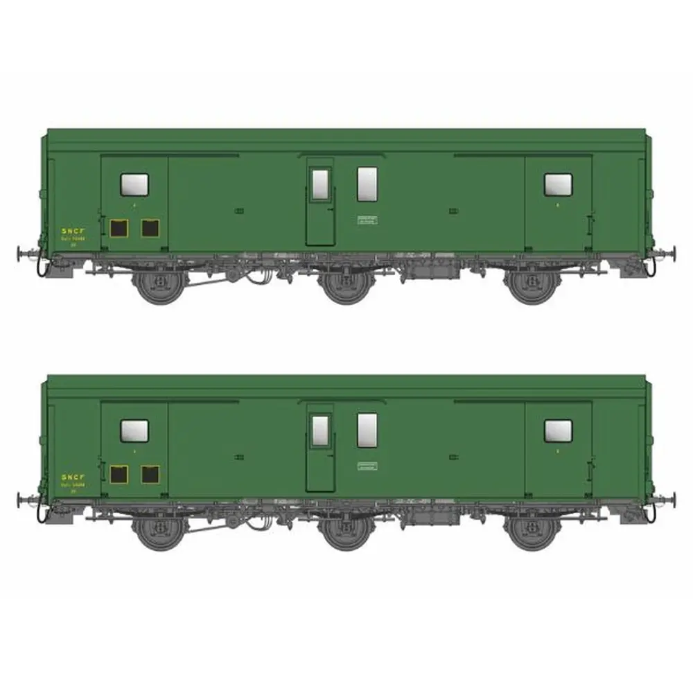 Set de 2 fourgons Dd²ai 3 essieux métallisés - Models World MW106 - HO 1/87 - SNCF - Ep III - 2R