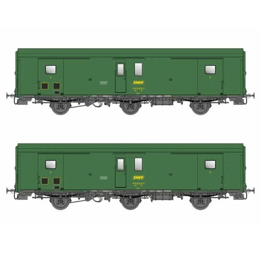 Set de 2 fourgons Dd²ai PLM 3 essieux métallisés - Models World MW108 - HO 1/87 - SNCF - Ep IV - 2R