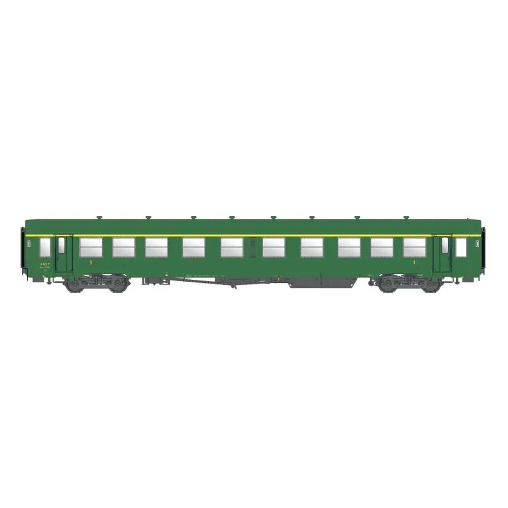 Voiture voyageurs USI longue A4t4t U62, vert, chauffage autonome, marquage 1956, bogies Y24 - Models World 40030 - HO 1/87 - SNCF - Ep IIId - 2R