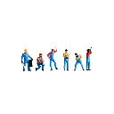 Lot de 6 mécaniciens en bleu de travail NOCH 15108 - HO 1/87 - kit urbain