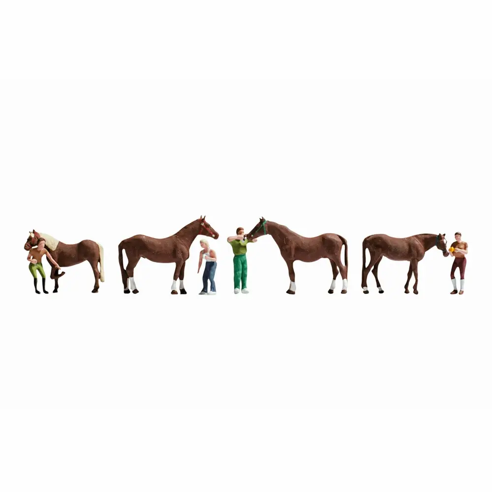 Soins des chevaux/ 4 chevaux+ 4 personnages