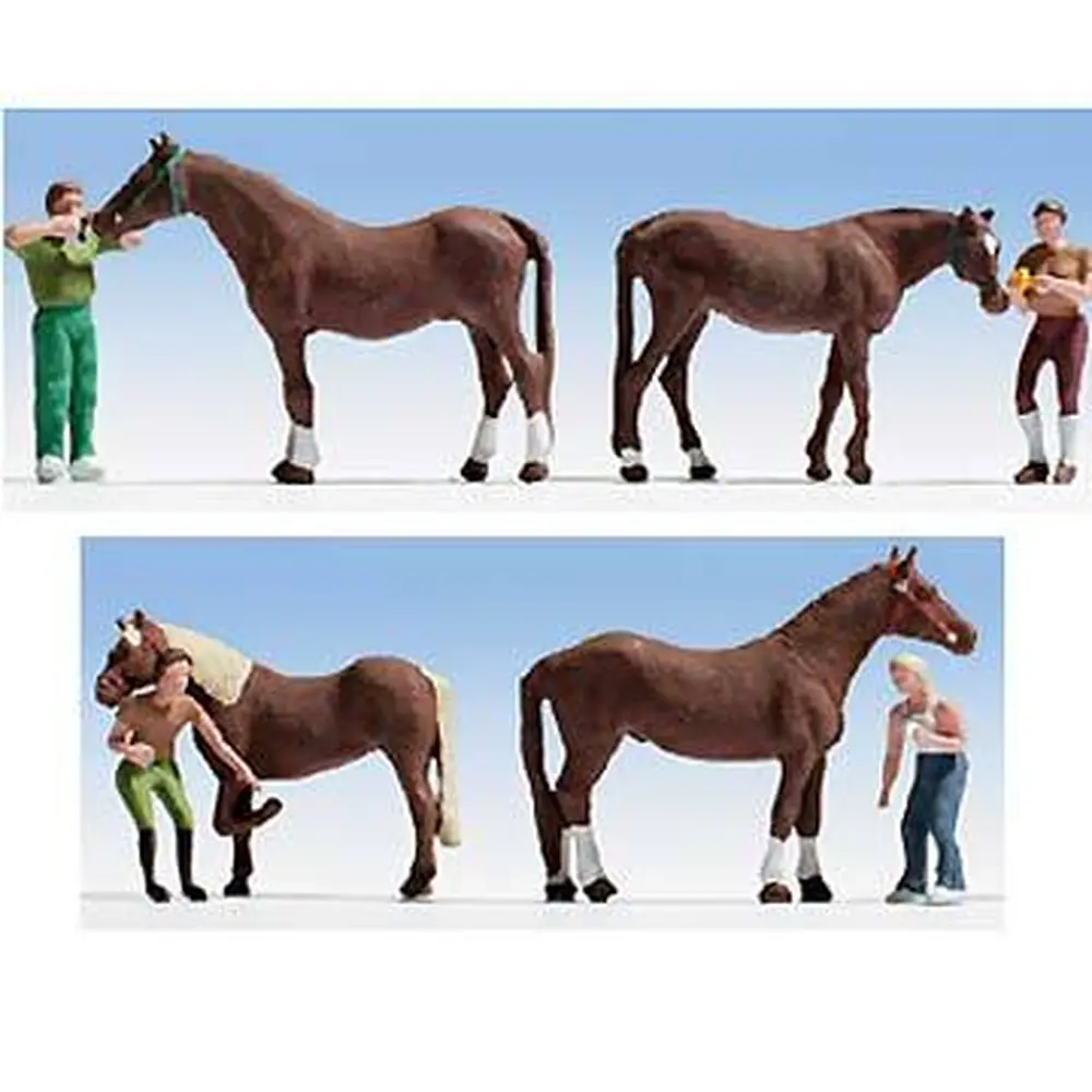 Soins des chevaux/ 4 chevaux+ 4 personnages