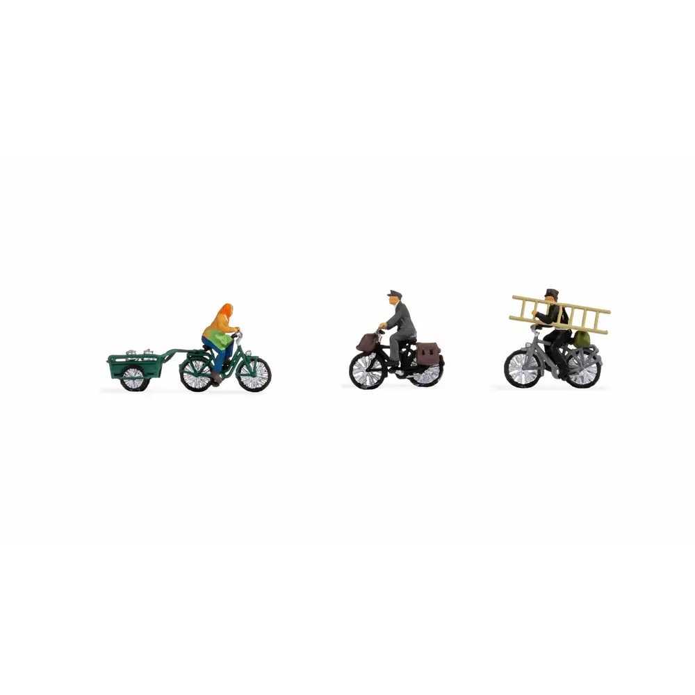 3 travailleurs à vélo - Noch 15902 - HO 1/87