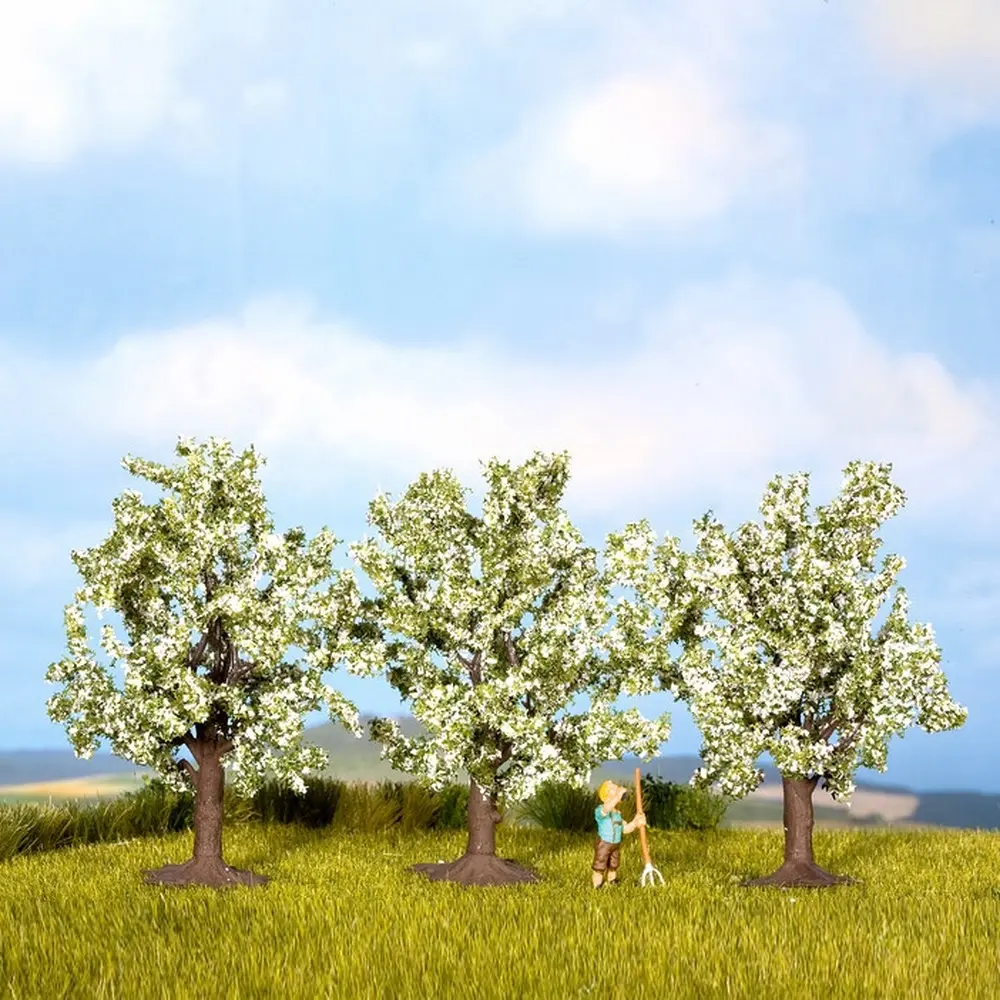 3 arbres fruitiers / fleurs blanches / 8 cm de haut