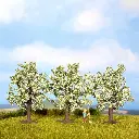 3 arbres fruitiers / fleurs blanches / 8 cm de haut