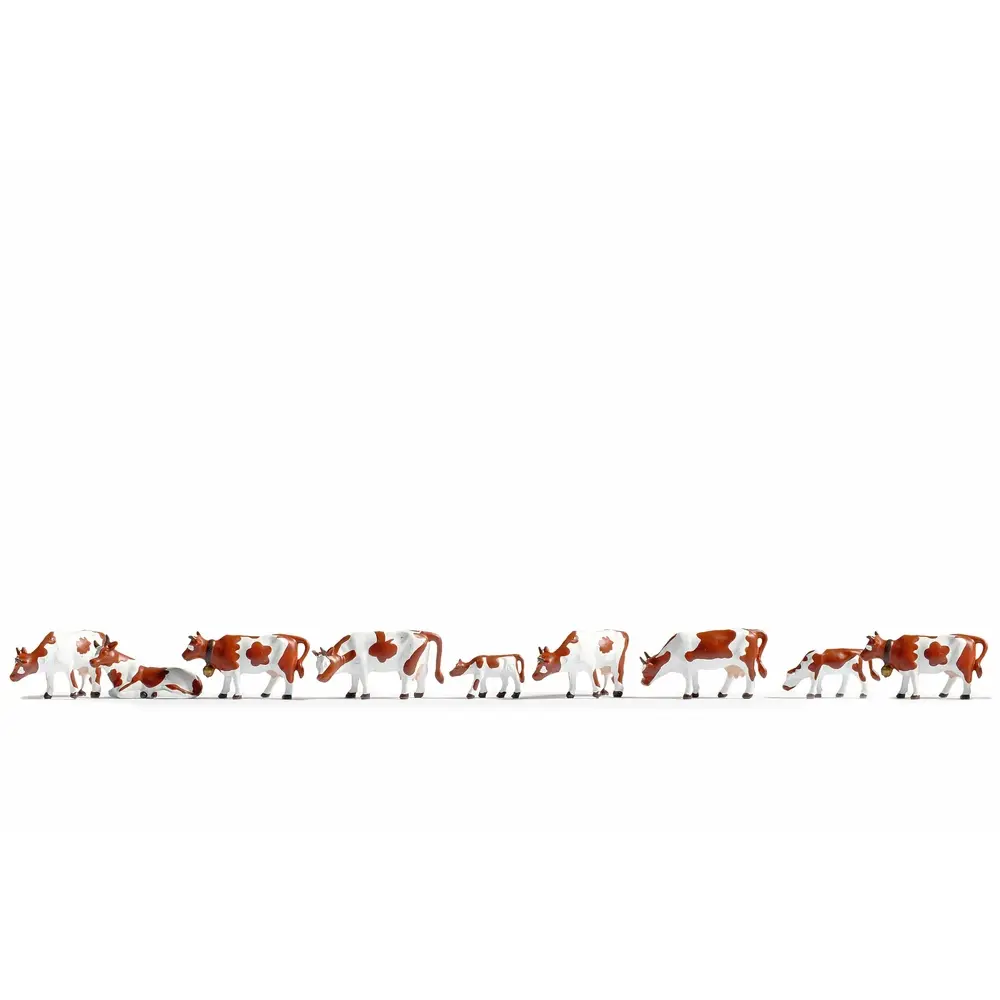 Lot de 9 Vaches Brunes et Blanches - Noch 36723 - N 1/160