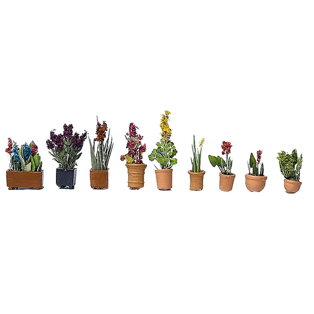 Lot de 9 Pots de Fleurs d'Ornements - Noch 14012 - HO: 1/87