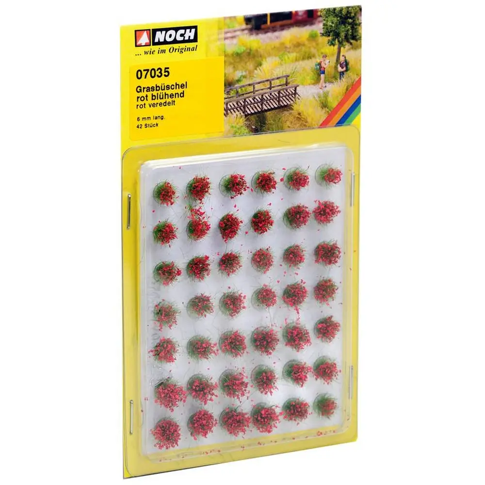 Touffes d'herbes XL fleuries rouges - Noch 07035 - Toutes échelles - 42 pcs - 6 mm