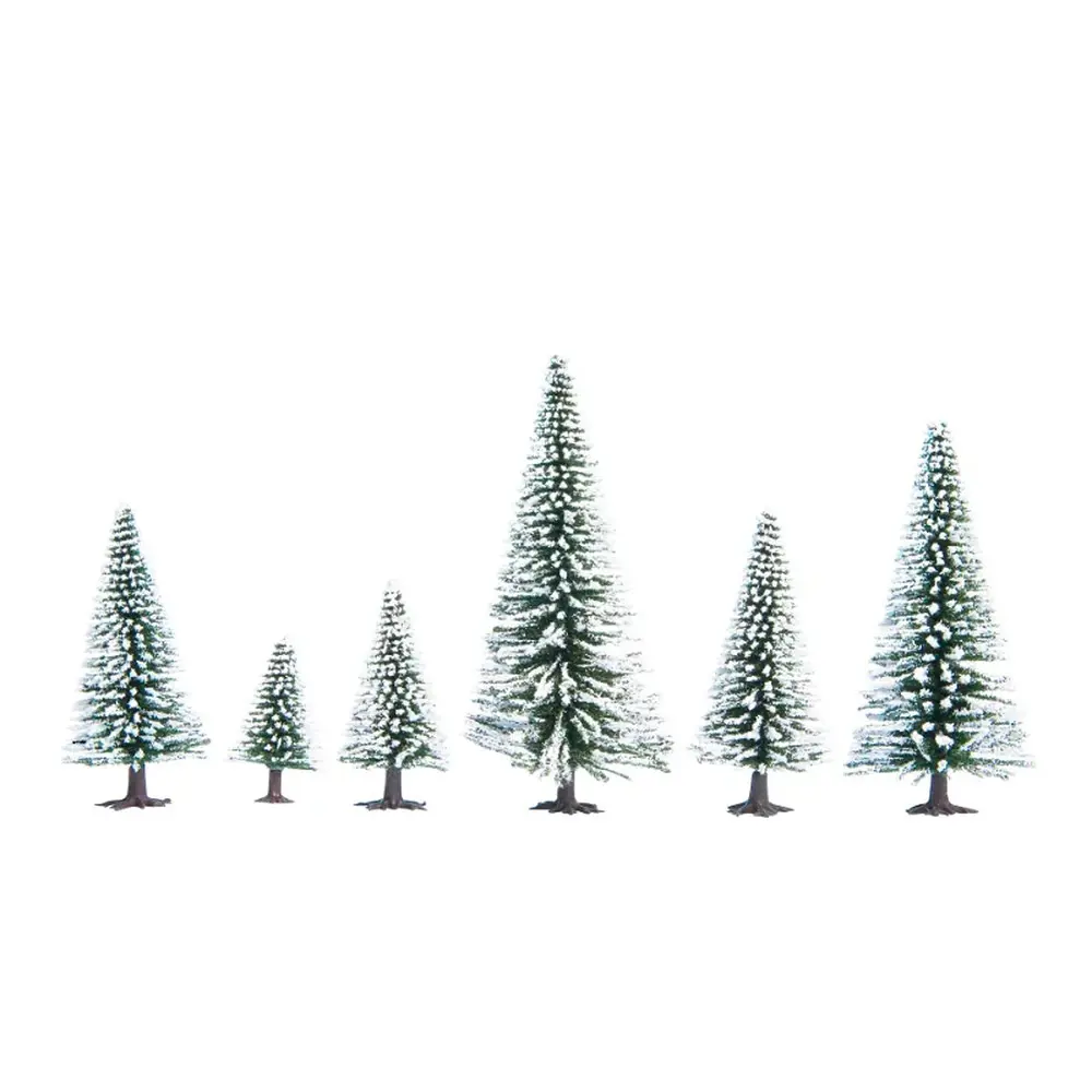 Lot de 10 sapins enneigés - Noch 26928 - HO - TT - 50 à 140 mm