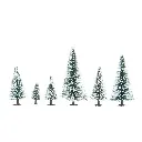 Lot de 10 sapins enneigés - Noch 26928 - HO - TT - 50 à 140 mm