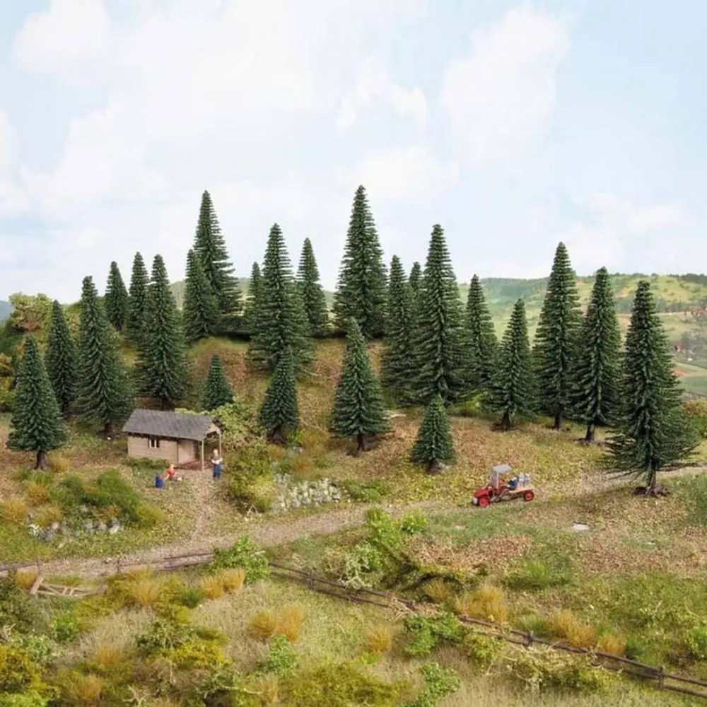 Ensemble de 10 sapins hauteurs 5 - NOCH 26920 - 14 cm