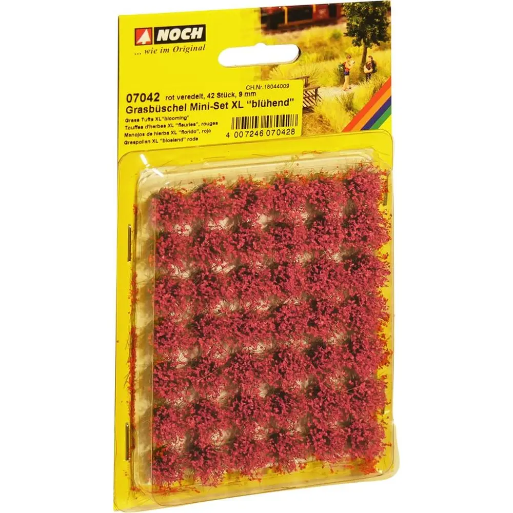 Lot 42 touffes d'herbes fleuries rouges 9mm - HO 1/87 - NOCH 07042