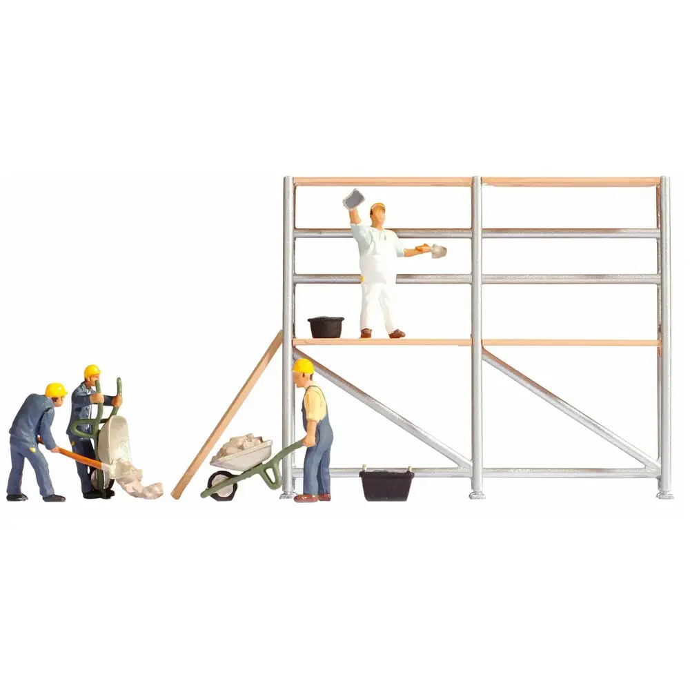 Lot de 4 Maçons et échafaudage NOCH 15054 - HO 1/87