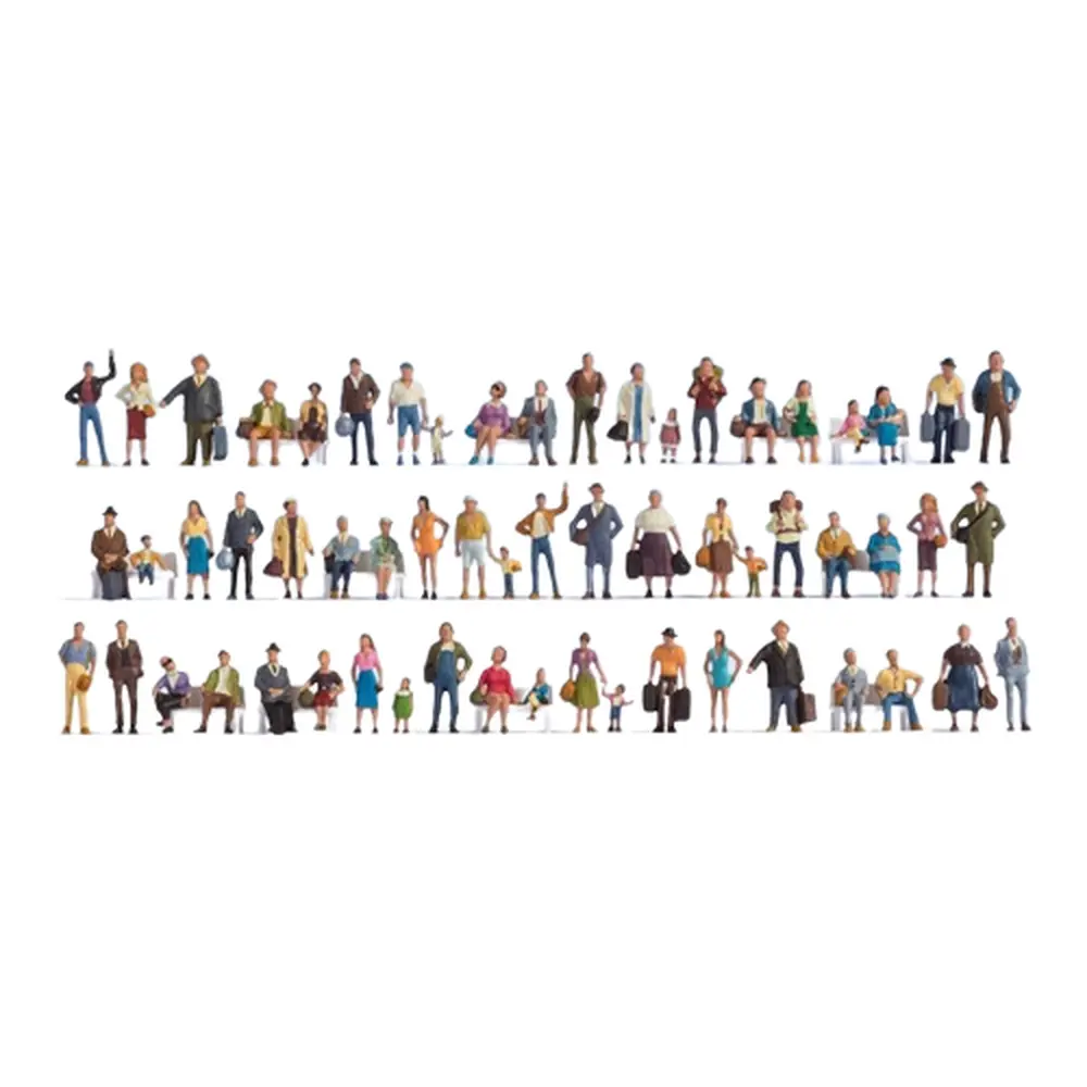 MEGA SET 60 figurines "passants et voyageurs" NOCH 16070 - HO 1/87