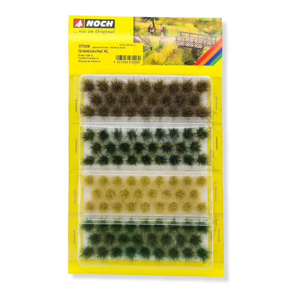 Lot de 104 touffes d'herbes 4 couleurs XL 9mm - HO 1/87 - NOCH 07006
