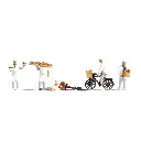 Lot de 5 boulangers/pâtissiers et 2 vélos NOCH 15053 - HO 1/87