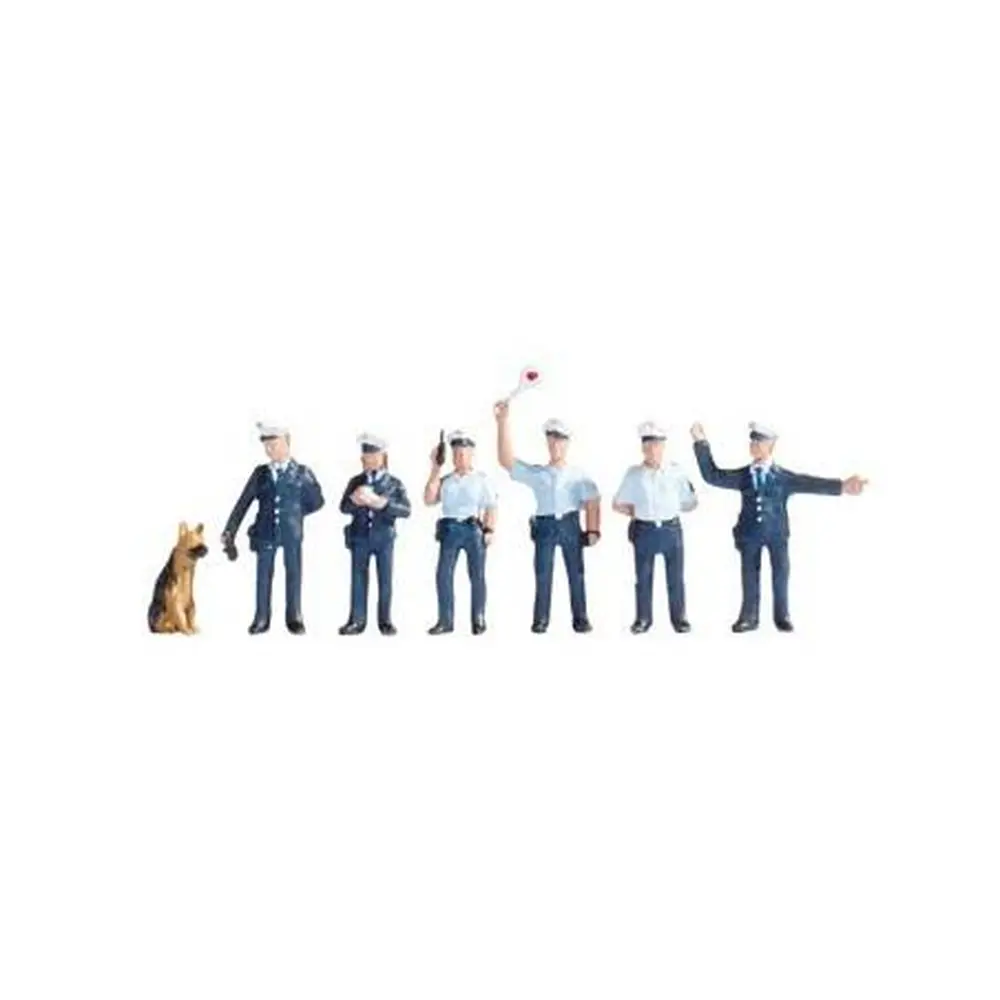 Lot de 6 agents de police avec un chien Noch 15091 - HO 1:87