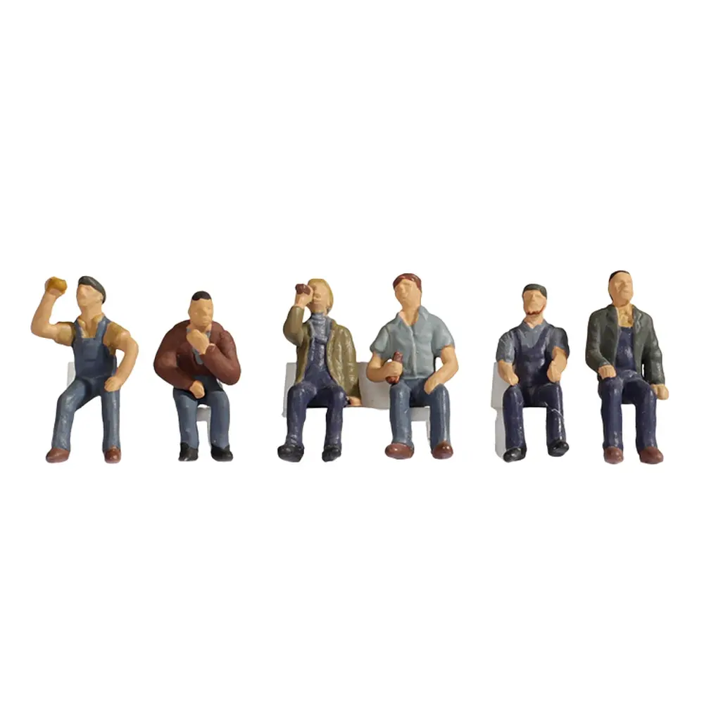 Lot de 6 personnages / ouvriers assis - Noch 15278 - HO 1/87