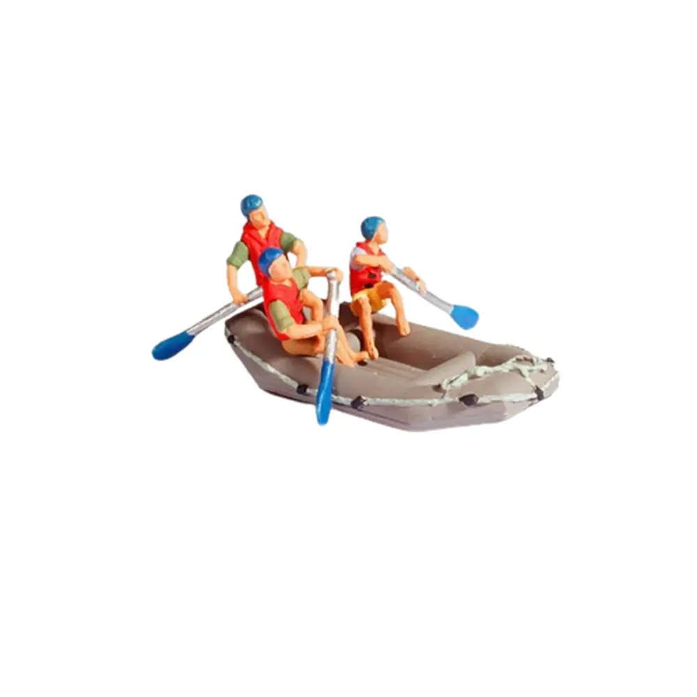 Lot 3 personnes avec rames dans un raft / bateau gonflable NOCH 16818 - HO 1/87