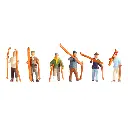 Lot de 6 personnages / 5 skieurs et 1 blessé NOCH 15829 - HO 1/87