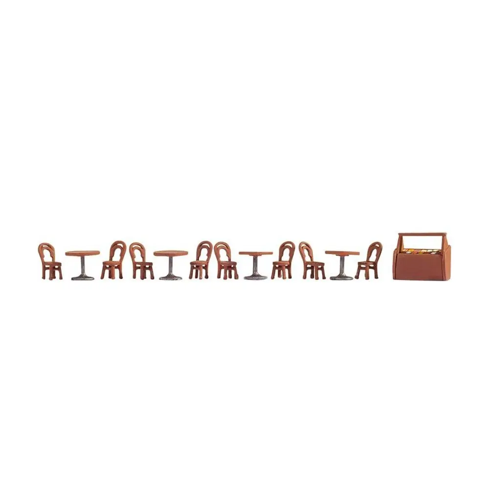 Lot 8 chaises, 4 tables et 1 glacière - NOCH 14824 - HO 1/87