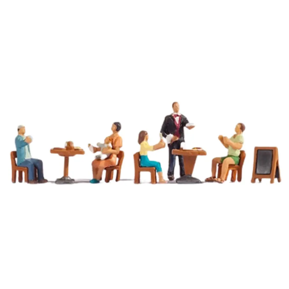 Lot de 6 personnages au restaurant avec accessoires NOCH 15838 - HO 1/87