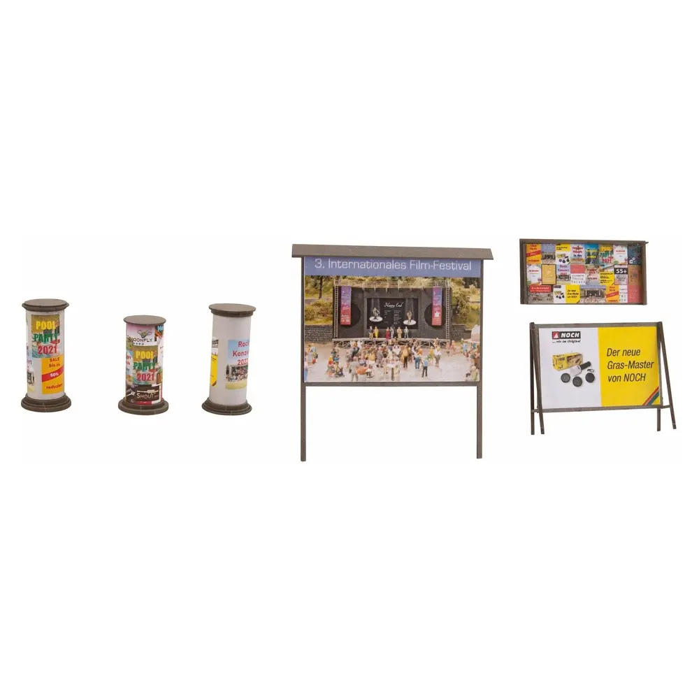 Colonnes et panneaux publicitaires miniatures NOCH 14217 - HO 1/87