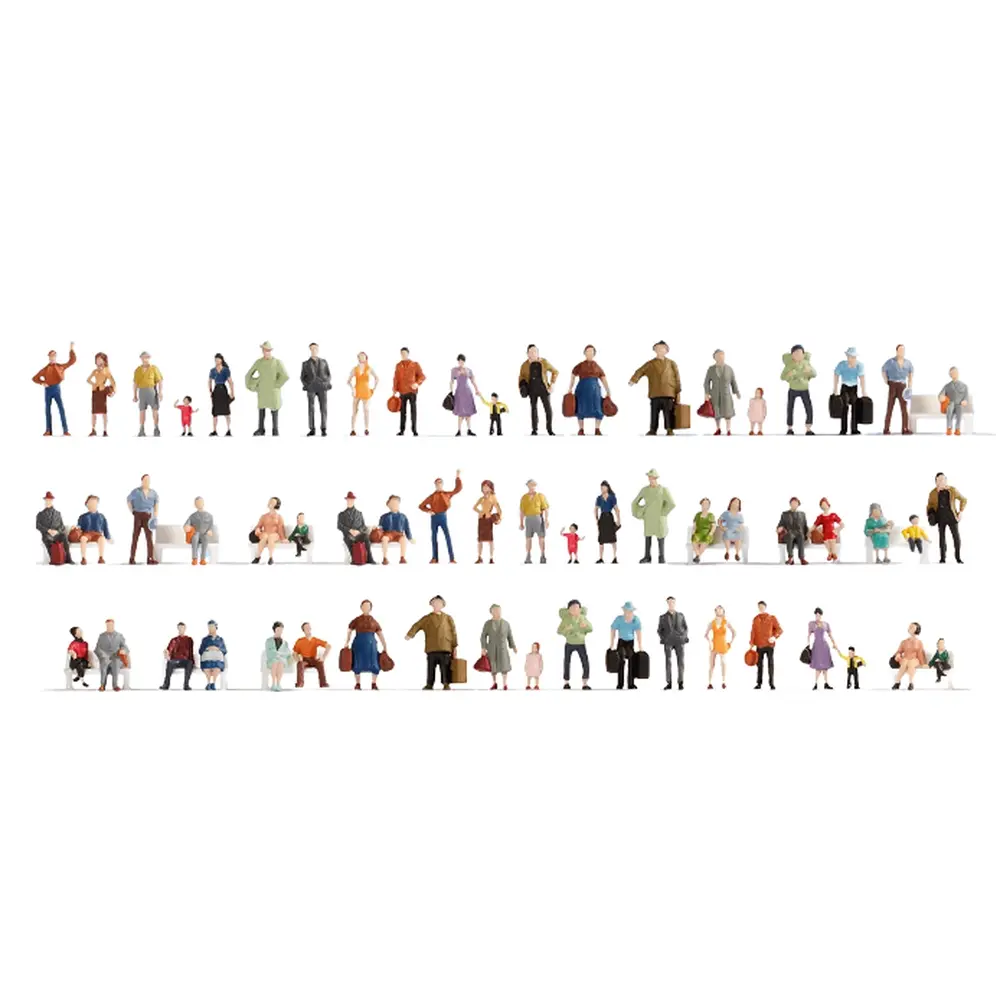 MEGA SET 60 figurines "passants et assis" NOCH 18401- HO 1/87