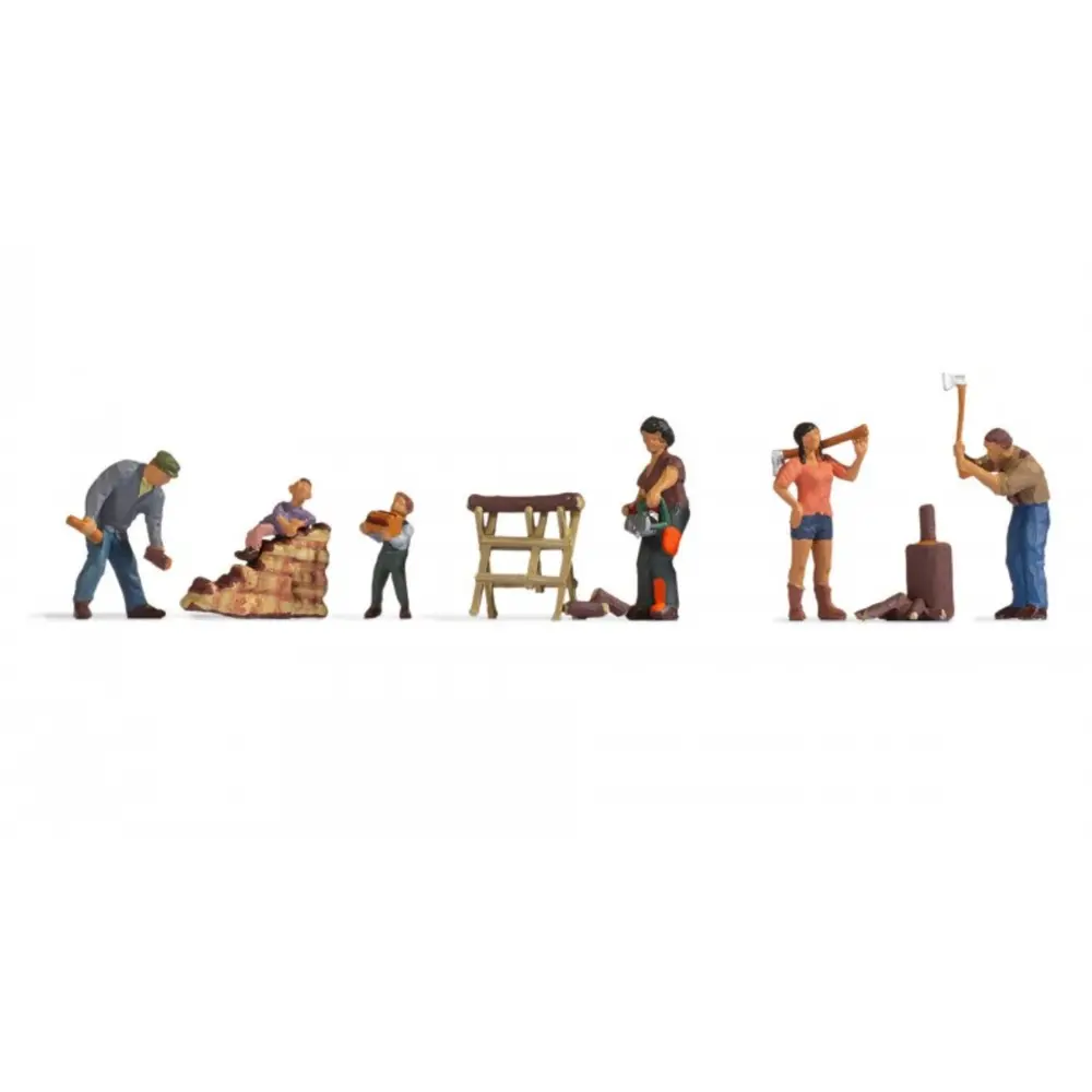 Lot de 6 personnages coupant du bois NOCH 15616 - HO : 1/87
